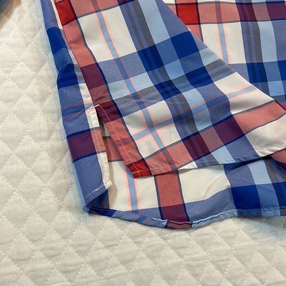 Columbia Super Bahama PFG Button Up. Large. Red, Blue & White Plaid. NWOT. - Picture 7 of 10